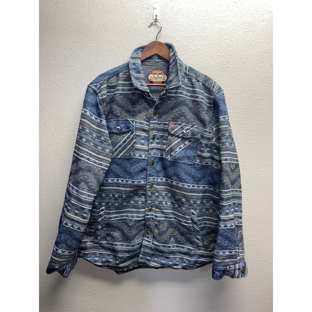 Rafter C Western Jacket Shacket Pearl Snap Red Dirt Collection Blue Gray 2XL XXL